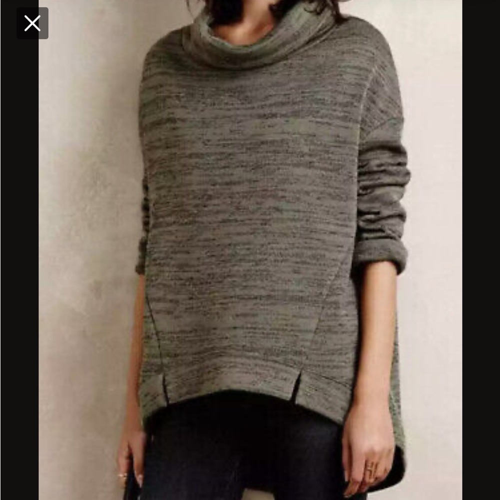 Saturday Sunday Anthropologie Green Space Dye Turtleneck Sweatshirt Size M